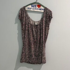 Liz Claiborne Black and Pink Textured Blouse